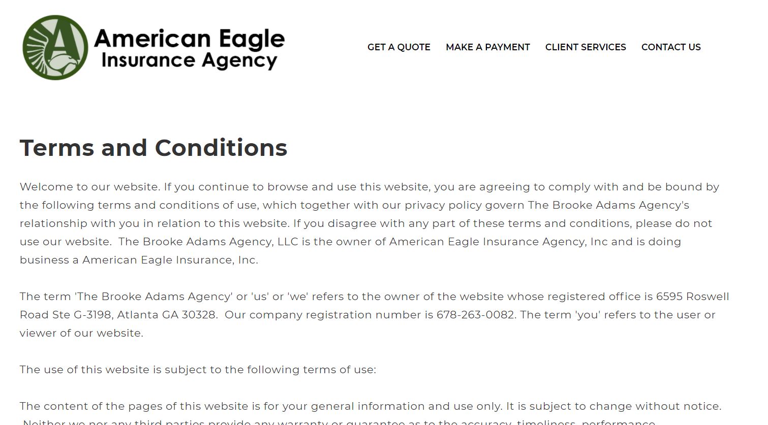 Terms Conditions American Eagle Insurance Agency Atlanta Ga