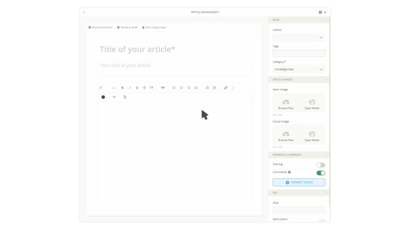 Blogging platform by Ucraft