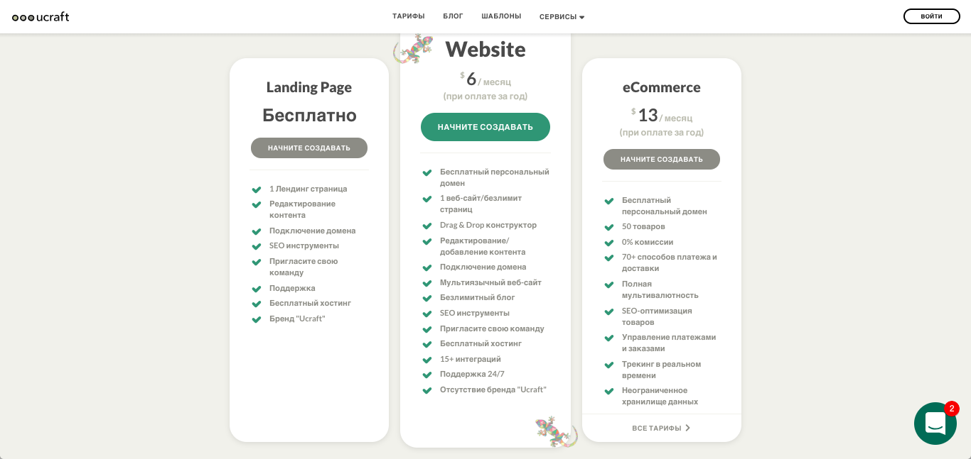 тарифы сервиса