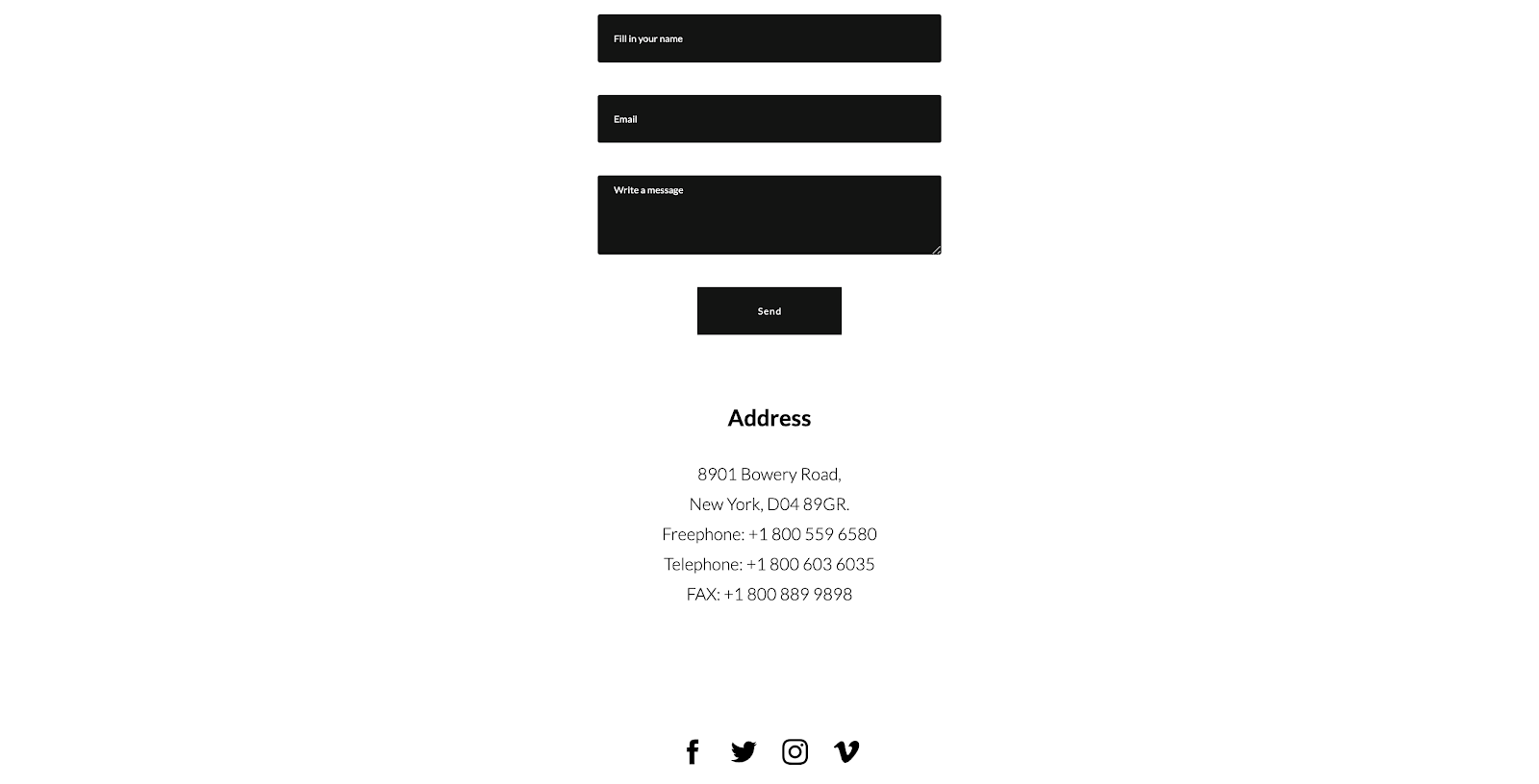 портфолио с контактами
