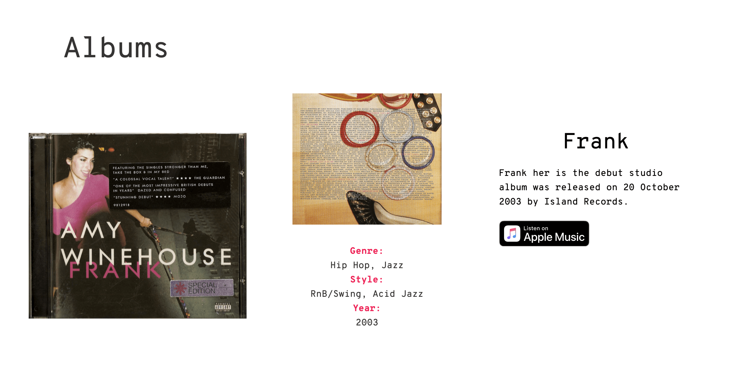 artist discography page